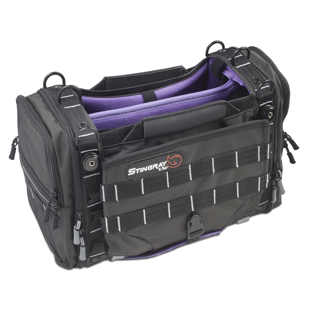 K-Tek KSTGSXP Stingray Small-X, w/ Purple interiorDesigned to work with Sound Devices 833, 888 (also SD 633 & 744t, Zaxcom Maxx, Zoom F4 & F8 and similar sized mixer recorders) that work with multiple accessories. (Anniversary Purple) – Bild 2