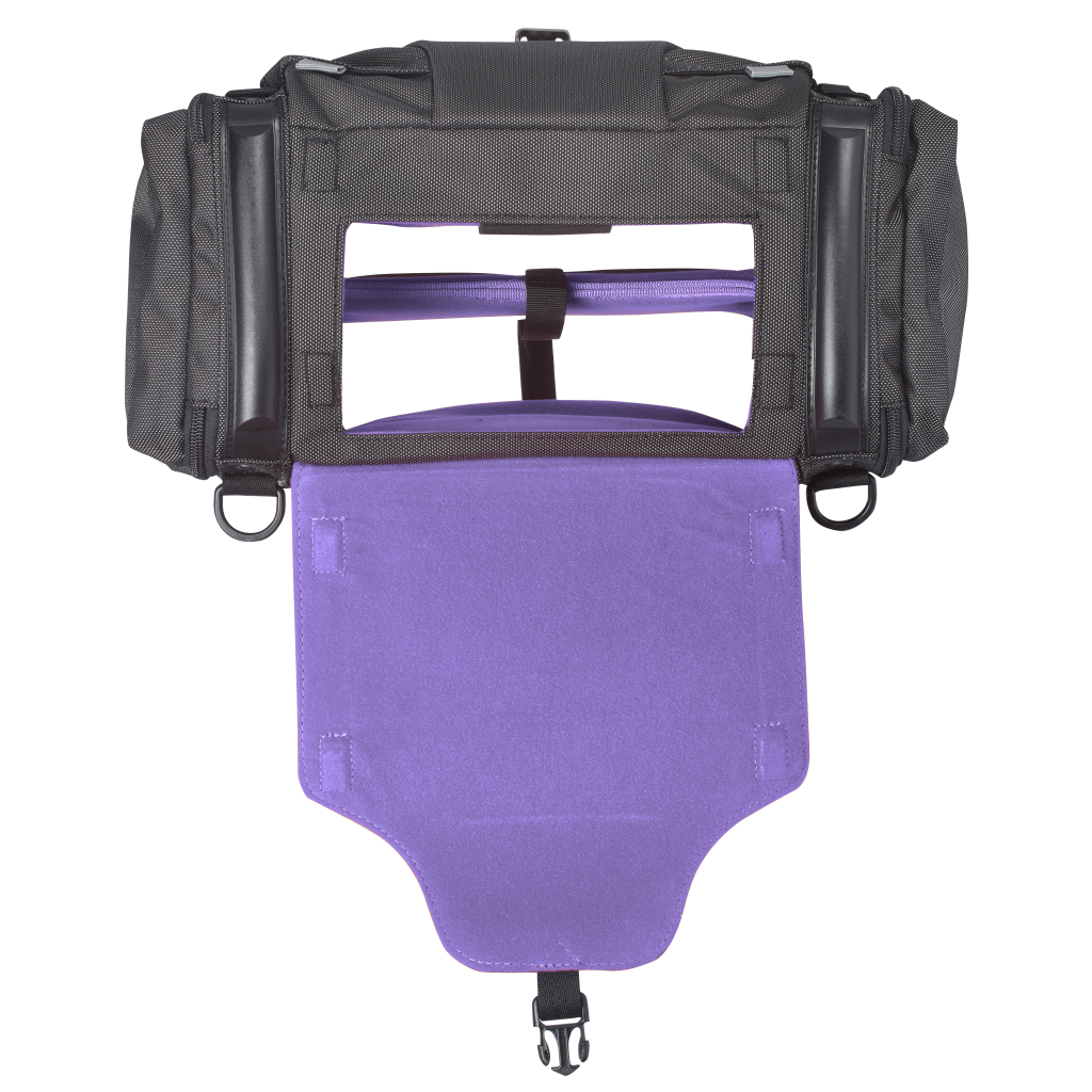 K-Tek KSTGSXP Stingray Small-X, w/ Purple interiorDesigned to work with Sound Devices 833, 888 (also SD 633 & 744t, Zaxcom Maxx, Zoom F4 & F8 and similar sized mixer recorders) that work with multiple accessories. (Anniversary Purple) – Bild 4