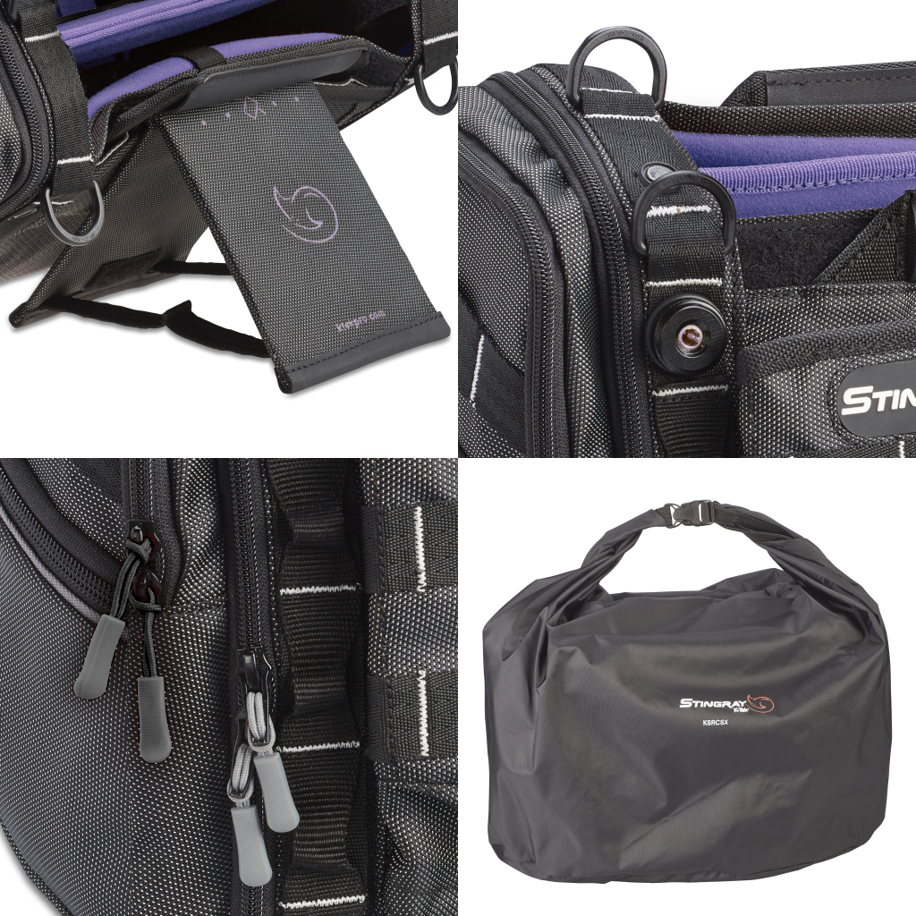 K-Tek KSTGSXP Stingray Small-X, w/ Purple interiorDesigned to work with Sound Devices 833, 888 (also SD 633 & 744t, Zaxcom Maxx, Zoom F4 & F8 and similar sized mixer recorders) that work with multiple accessories. (Anniversary Purple) – Bild 6