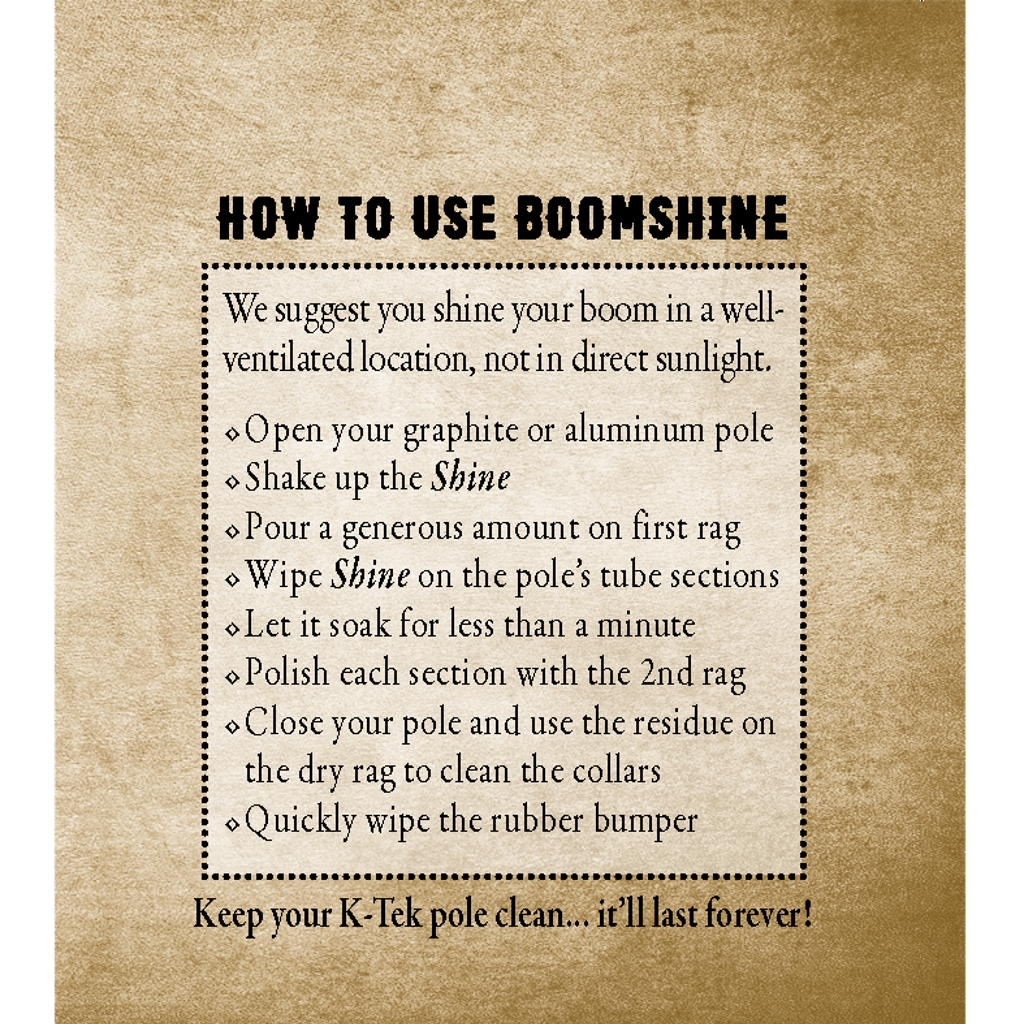 K-Tek KBOS Boomshine Kit - 4 oz. of Boomshine and two Microfiber Cloths - Image 2