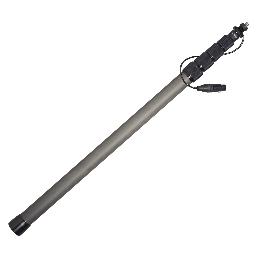 K-Tek KEG100CC 8'4" Avalon Boom Pole, Carbon, Fixed Headpiece, Coiled Cable with Bottom XLR