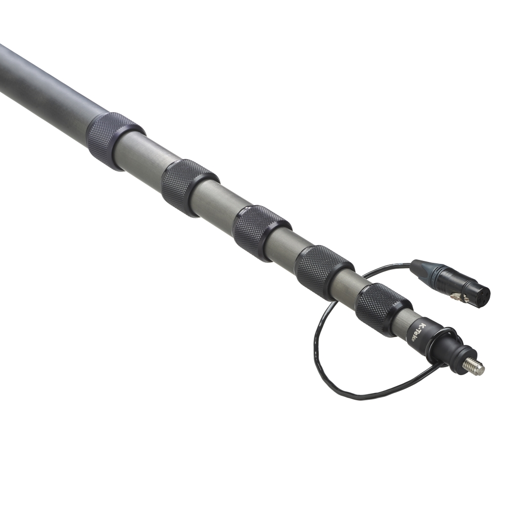 K-Tek KEG88CC "Traveler" 7'4" Avalon Boom Pole, Carbon, Fixed Headpiece, Coiled Cable with Bottom XLR - Image 2