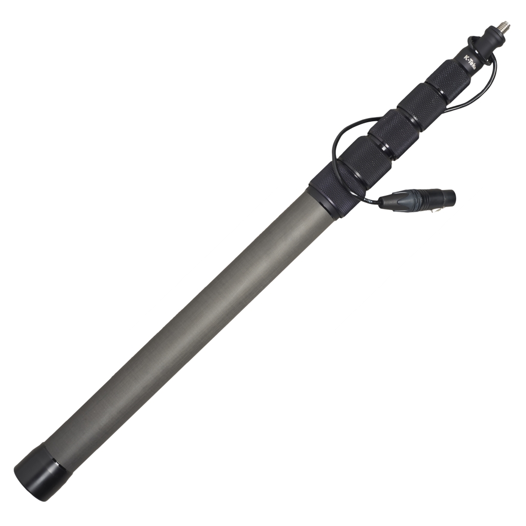 K-Tek KEG88CC "Traveler" 7'4" Avalon Boom Pole, Carbon, Fixed Headpiece, Coiled Cable with Bottom XLR